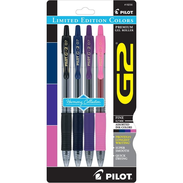 Bolígrafos de gel PILOT G2 Harmony Ink, 0,7 mm, punta fina, paquete de 4 unidades