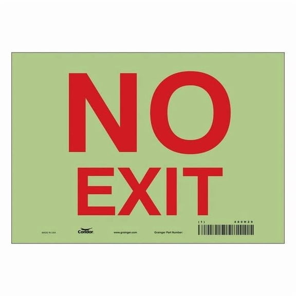 Condor Exit Sign, Vinyl, 10" W, 7" H, No Exit, White 480H29