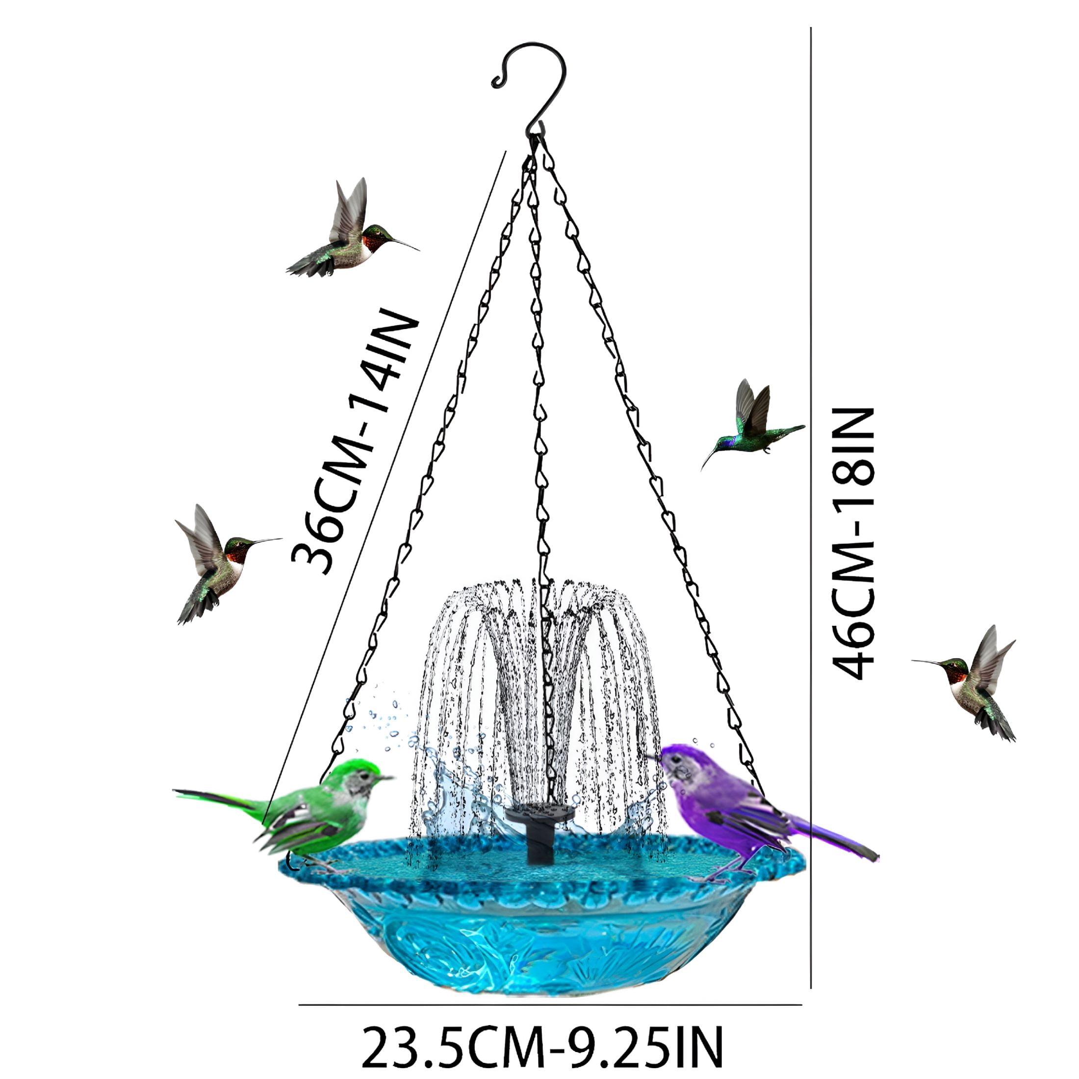 CURYMAY Solar-Powered Bird Bath – Outdoor Garden Fountain with Floating&Hanging Design, Attracts Hummingbirds&Wild Birds, small solar fountain for bird bath