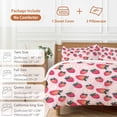 thumbnail image 6 of 3 Piece Strawberry Duvet Cover Set Full Size, Microfiber Comforter/Quilt Cover with Corner Ties and 2 Pillowcases, Pink Spring Summer Rustic Floral Fruit All Season Soft Bedding with Zipper Closure, 6 of 8
