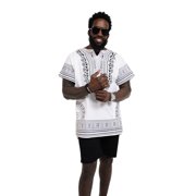 White Traditional African Print Dashiki Shirt - 3XL