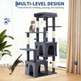 thumbnail image 4 of Cat Tree for Large Cats - 61" Heavy-Duty Multi-Level Tower with 2 Condos & Scratching Posts, Extra-Large Perch for Maine Coons, Dark Gray Activity Center, 4 of 8