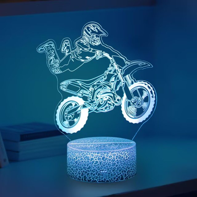 Luz nocturna 3D Yzddsi para motocicleta, 16 colores con mando a distancia para niños