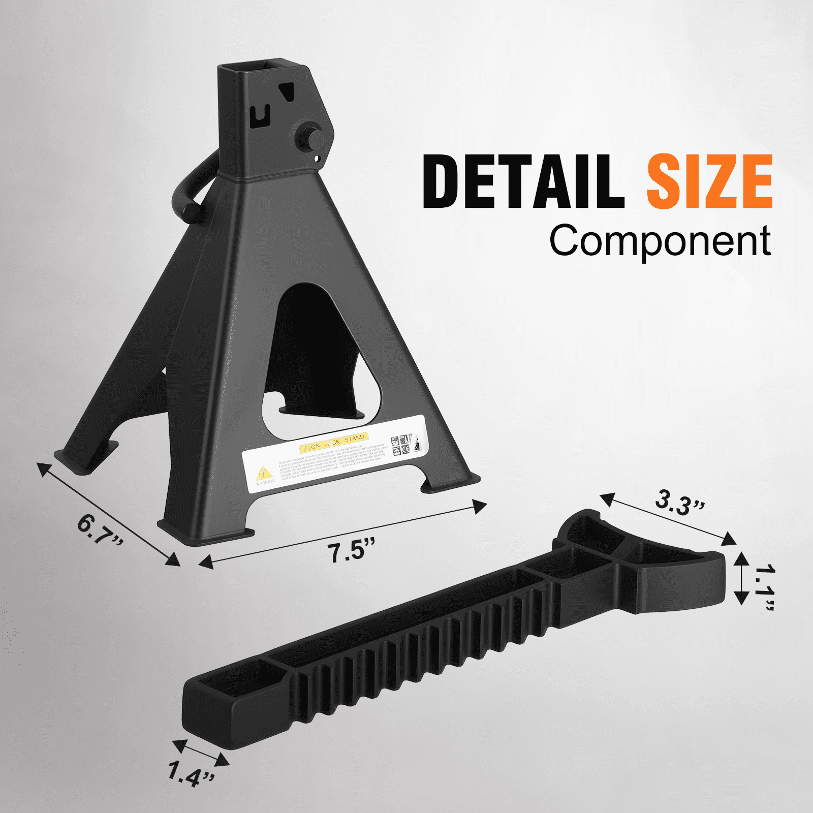 SIGLIN Heavy Duty Steel Jack Stand 3 Ton (6600 lb) With Double Locking and Large Foot Base, 2 Pack