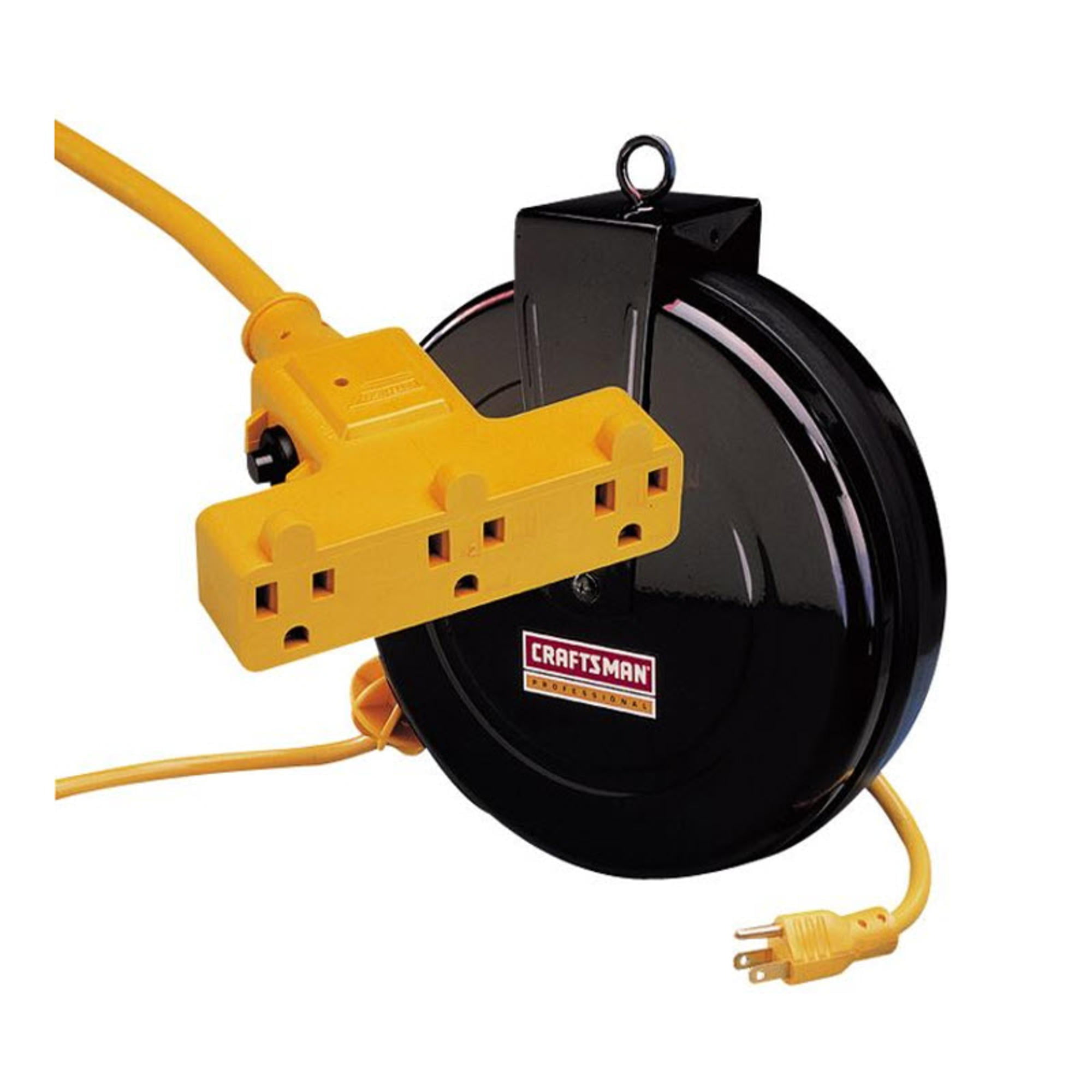 Alert ProReel 5000M-30GF-CB Heavy-Duty Retractable Cord Reel, 30' - 14/3  SJTW Cord, Tri-Tap Grounded Outlet with Power Light