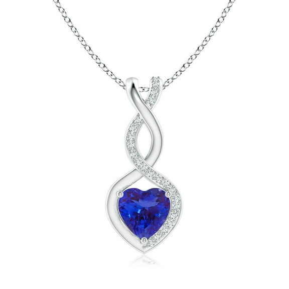 ANGARA Natural Tanzanite Infinity Heart Pendant with Diamonds in 14K White Gold for Women (Size-6mm) | December Birthstone, Birthday, Anniversary, Jewelry Gift for Women | Natural Tanzanite Necklace