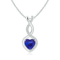 ANGARA Natural Tanzanite Infinity Heart Pendant with Diamonds in 14K White Gold for Women (Size-6mm) | December Birthstone, Birthday, Anniversary, Jewelry Gift for Women | Natural Tanzanite Necklace
