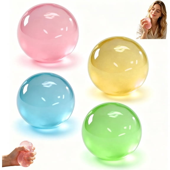 4 PCS Coconut Oil Stress Balls, Handmade Slow Rising Squishy Fidget Toys, Shapeable Non-Sticky Sensory Squeeze Balls for Stress Relief, Focus and Relaxation