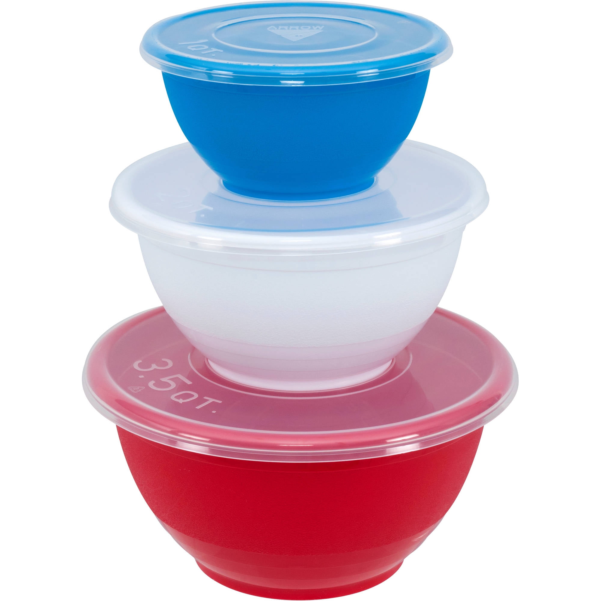 Mainstays 6 Piece Bowl Set 3 Bowls 3 Lids Walmartcom