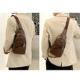thumbnail image 5 of SLYNSHome Sling Bag for Men Women Crossbody Chest Backpack PU Leather Lightweight Travel Daypack with Earphone Hole for Hiking Camping Outdoor - Coffee, 5 of 7