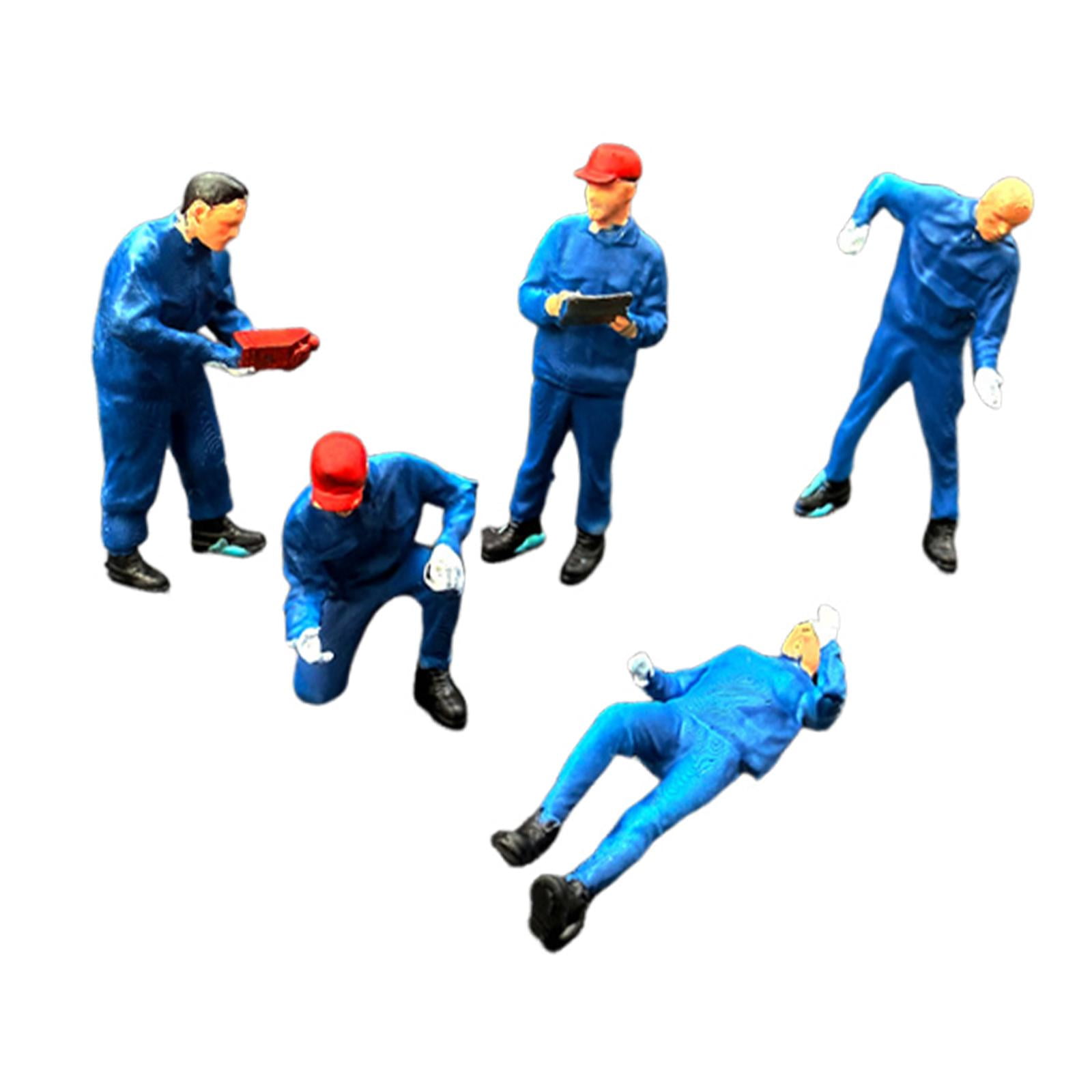 5 Pieces Miniature People Figures 1:64 Scale Diorama Collectible Resin Material for Model Enthusiasts and DIY Projects