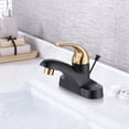 thumbnail image 3 of Wowow 4 in. Centerset Single Handle Low Arc Bathroom Faucet with Lift Rod Drain Assembly Included in Gold and Black, Rv Lavatory Taps 3 Hole, 3 of 7