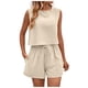 thumbnail image 1 of Conjunto de jogging de 2 piezas para mujer: camiseta sin mangas y pantalones cortos, cintura elástica, conjunto deportivo informal, 1 of 8