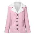 thumbnail image 4 of Winter Warm Fleece Lined Jackets For Women Plain Color Jacket With Pockets Button Coats Outerwear, 4 of 6