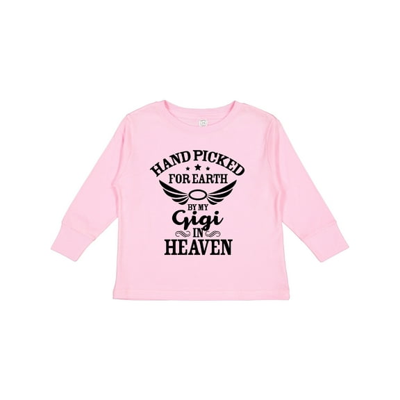 Inktastic Handpicked for Earth by My Gigi in Heaven with Angel Wings Boys or Girls Long Sleeve Toddler T-Shirt