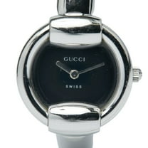 Pre-Owned Gucci Bangle Watch, 1400L Quartz Movement, Black Dial, Stainless Steel,... (Good)