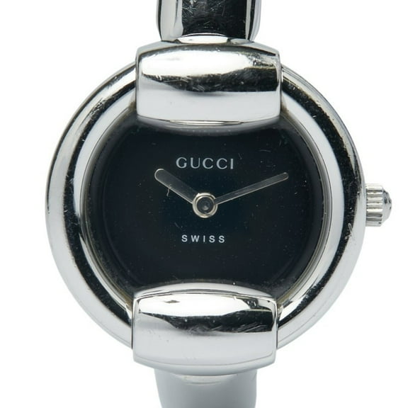 Pre-Owned Gucci Bangle Watch, 1400L Quartz Movement, Black Dial, Stainless Steel,... (Good)