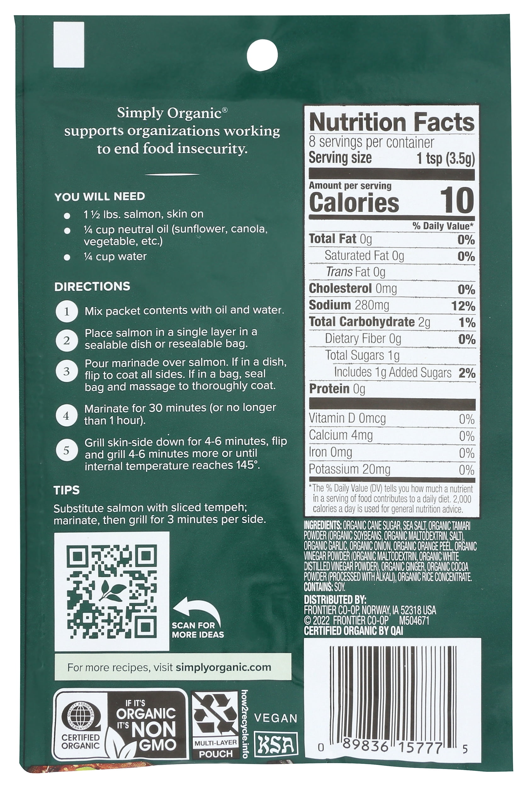 (Pack 12), Simply Organic Teriyaki Marinade Mix, 0.99 oz