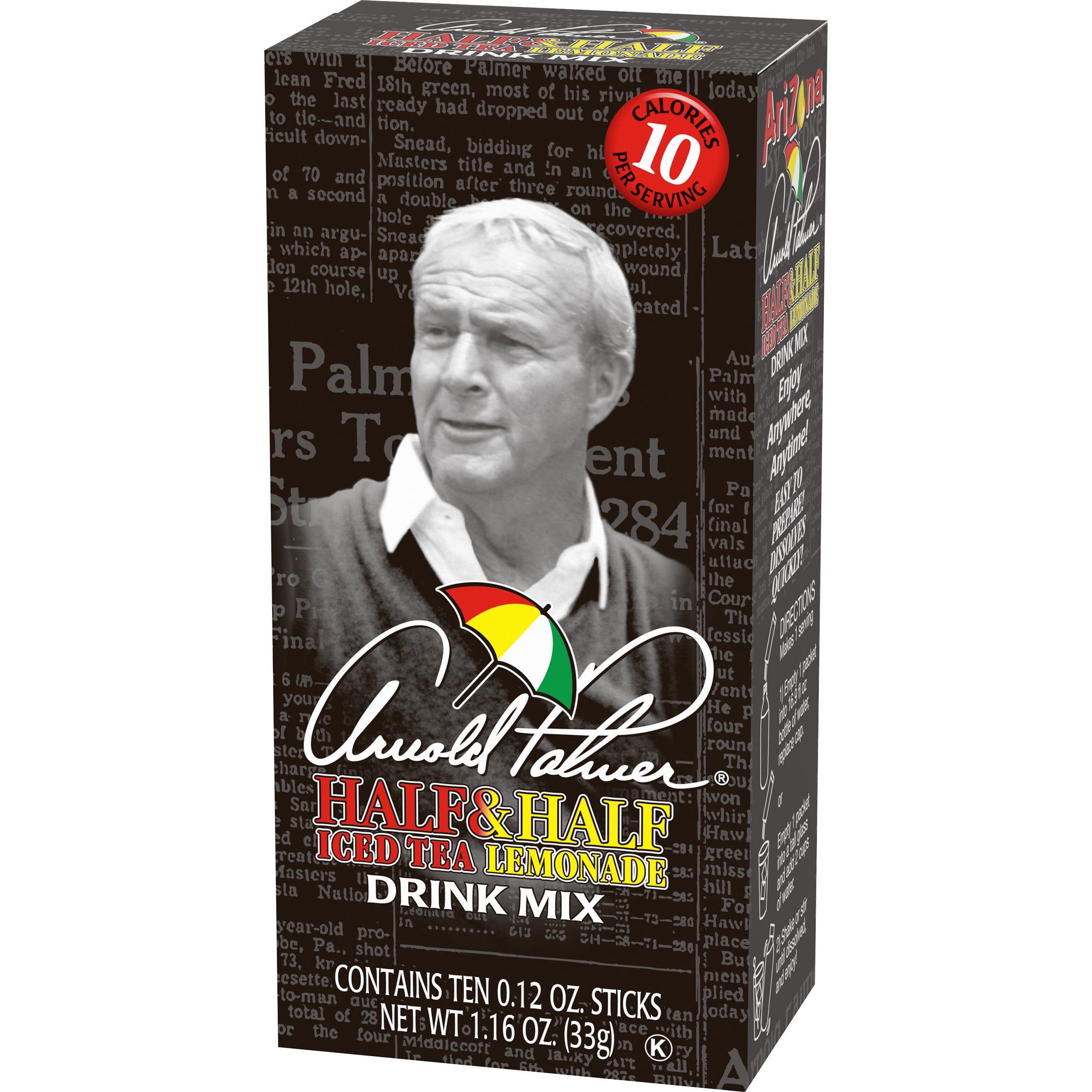 Arizona Arnold Palmer Half & Half Iced Tea Lemonade Drink Mix, 1.16 OZ, 12-Pack
