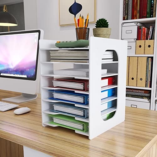 Organizador Archivos Escritorio Natwind 7 Niveles Soporte Blanco Oficina Bandeja Correspondencia y Papel Documentos