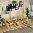 thumbnail image 3 of Miniyam Queen Size Toddler Floor Bed with Fence, Natural, 3 of 8