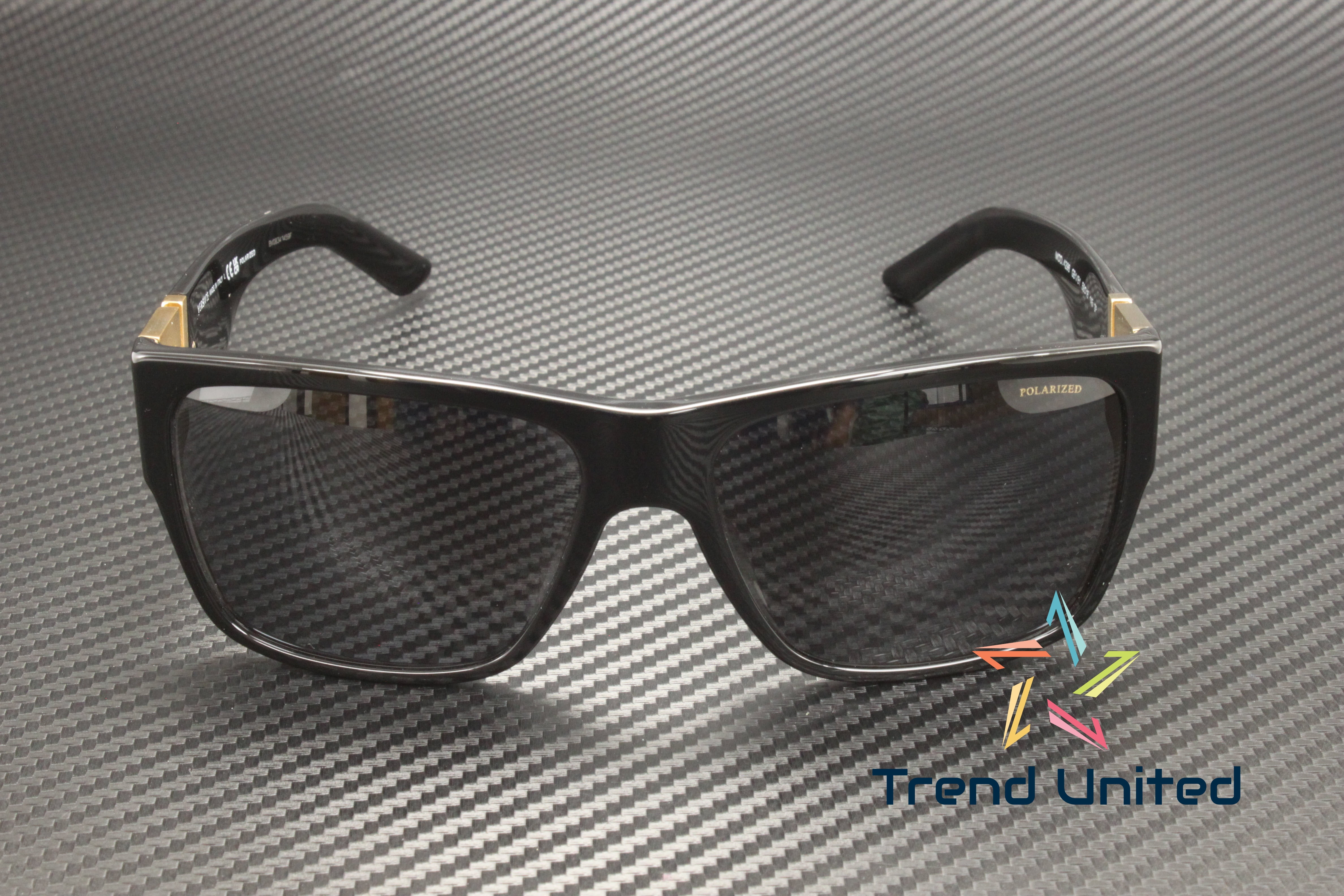Versace  Plastic Unisex Square Polarized Sunglasses Black 59mm Adult