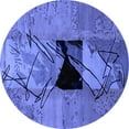 thumbnail image 1 of Ahgly Company Machine Washable Indoor Round Abstract Blue Modern Area Rugs, 4' Round, 1 of 4