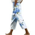thumbnail image 3 of QATAINLAV Capris Pants with Pockets for Women Trendy Floral Print Cropped Trousers Summer Casual Drawstring Beach Pants Outdoor Straight Leg Capri Pants Lightening Sales Multicolor L, 3 of 6