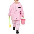 thumbnail image 6 of Boys Girls Rain Coat Waterproof Long Sleeved Hooded Fashionable Packable Rain Jacket School Toddler Clothing Rainwear Pink 2-6 Years, 6 of 6