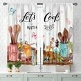 thumbnail image 3 of Farmhouse Kitchen Curtians, Rustic Country Fork and Spoon Cook Theme Rustic Vintage Cottage Blackout Cafe Living Room Bedroom Small Short Window Curtains Drapes Treatments 2 Panel Sets, 55x39 Inch, 3 of 4