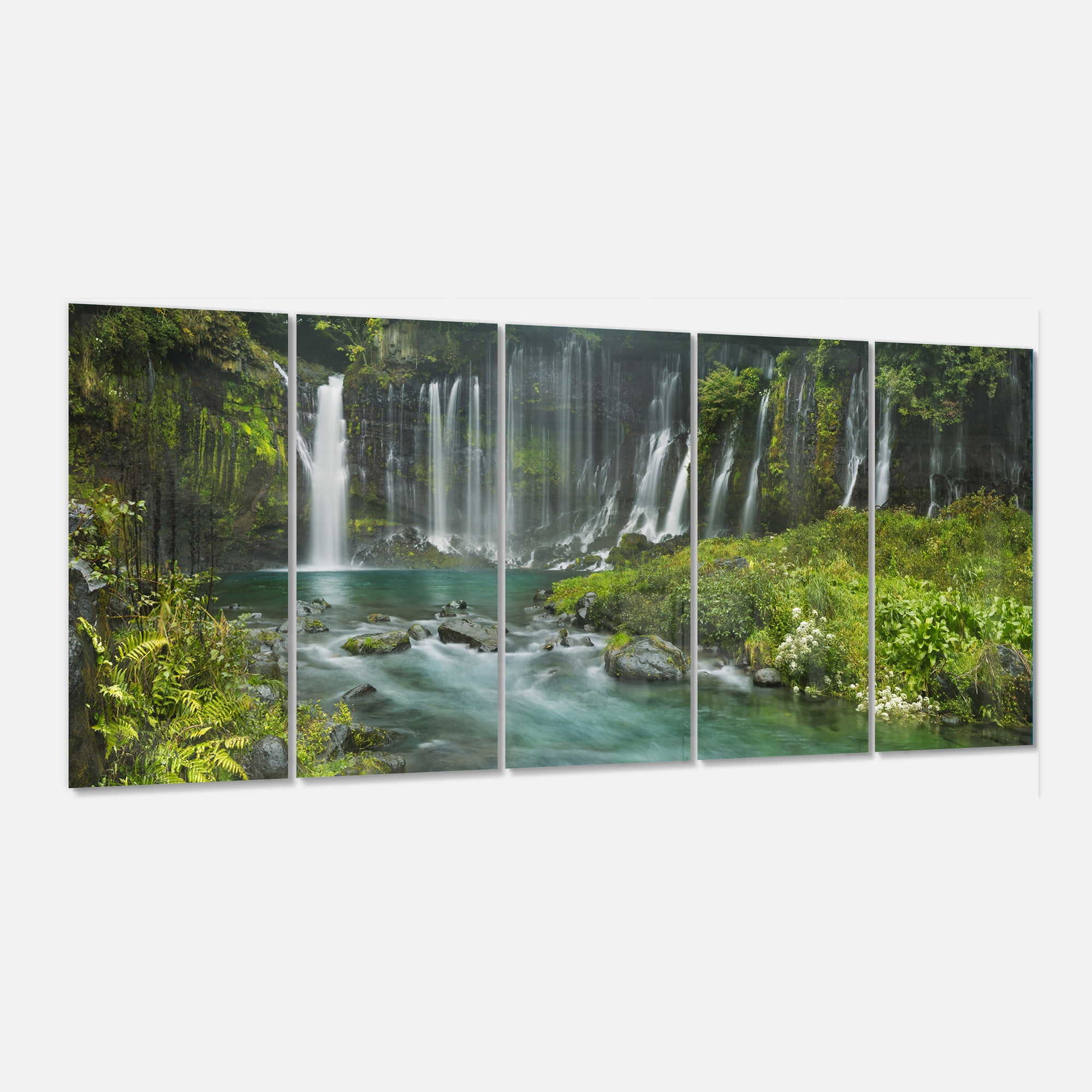 Designart 'Shiraito Falls near Mount Fuji Japan ' Multipanel Landscape Print Wall Artwork