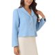 thumbnail image 4 of Blazers de tweed INSPIRE CHIC para mujeres con cuello de solapa, abertura frontal y mangas largas XL Azul, 4 of 5