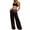 Black, variant on Women's Satin Wide Leg Pants, Low Rise Loose Fit Trousers, Casual Lounge Pants, Elastic Waist Silk Pants, Slinky Evening Pants, Going Out Bottoms Black L