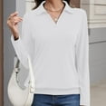 thumbnail image 4 of Womens Polo Shirts Long Sleeve Bottom Tops Business Casual Tops Collared V Neck Blouses, 4 of 5