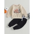 thumbnail image 2 of Infant Baby Halloween 2Pcs Outfit Letter Skeleton Print Long Sleeve Crewneck Tops Sweatshirt Long Pants Set, 2 of 7