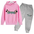 thumbnail image 3 of Traje con capucha para niños de Disney-Minnie Mouse, ropa clásica de anime, conjunto informal para vacaciones, moda para niños y niñas, primavera y otoño, 3 of 5