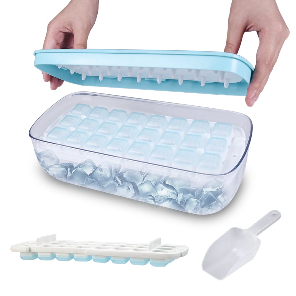Ice Cub Trays with Lid and Bin and Scoop, Silicone 48 Nuggets