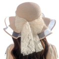 thumbnail image 4 of SikaFu Summer New Lace Pearl Sun Hat Fashion Sun Hat Seaside Holiday Bow Ribbon Straw Hat Lady, 4 of 8