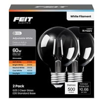 Feit Electric 3019499 60W G25 & E26 Medium Equivalence Adjustable LED Bulb, White