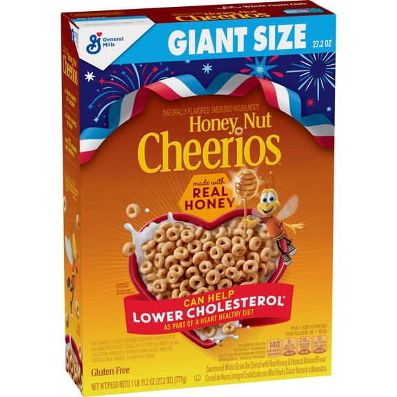 Honey Nut Cheerios, Heart Healthy Gluten Free Breakfast Cereal, Giant Size, 27.2 oz