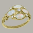 thumbnail image 2 of LBG British Made 9k Yellow Gold Synthetic Cubic Zirconia & Natural Opal Womens Statement Ring - 33 size options - Size 8.75, 2 of 6