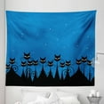 thumbnail image 1 of Night Tapestry, Graphic Crowd of Black Cats and Starry Sky on the Backdrop, Fabric Wall Hanging Decor for Bedroom Living Room Dorm, 5 Sizes, Blue Black White, by Ambesonne, 1 of 1