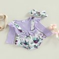 thumbnail image 3 of Combinaison Manches Longues à Manches Longues pour Bébé Fille Romper et Coiffe Violet, 3 of 7