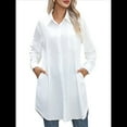 thumbnail image 3 of Vestido Camisero Informal para Mujer, Cuello en V, Botones, Larga, Holgado, Minivestido S, 3 of 8