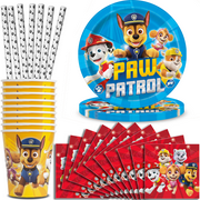 Paw Patrol Party Supplies - Serves 16 - Plates (9"), Napkins, Cups, Paw Straws - Disposable Kids Birthday Dinnerware Bundle with decorative design