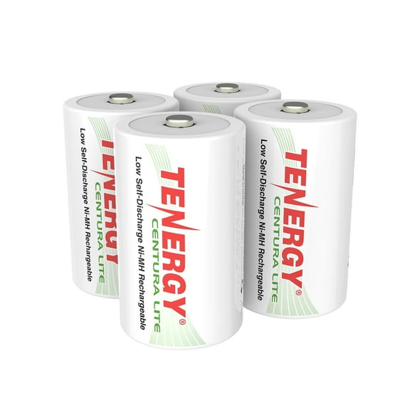 Tenergy 4 Pack Centura Lite NiMH D 1.2V 3000mAh Rechargeable Batteries
