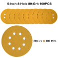 thumbnail image 3 of 5-Inch 8-Hole Hook and Loop Sanding Discs 80-Grit Random Orbit Sandpaper, 100-Pack, 3 of 7