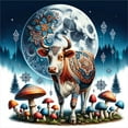 thumbnail image 3 of Ambesonne Rustic Duvet Cover Set, Ethnic Night Woods Moon Cow, Calking, Petrol Blue and Burnt Sienna, 3 of 6
