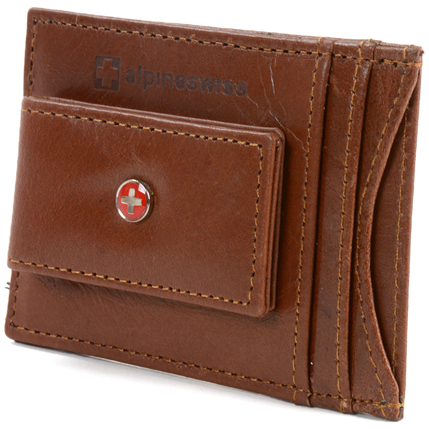 Alpine Swiss - AlpineSwiss Mens Leather Money Clip Magnet Front Pocket Wallet Slim ID Card Case ...