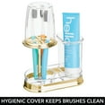 mDesign Toothbrush and Toothpaste Holder with Bathroom Cup, Clear/Soft ...